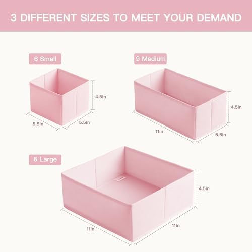 Criusia Drawer Organizer Clothes, 21 Pack Dresser Organizer for Baby Clothes, Underwear, Sock - Foldable Closet Organization and Storage Dividers Bins for Nursery, Bedroom (Pink) - Image 4