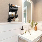 2Tier Black Wooden Hair Dryer Holder Wall-Mounted Organizer - Image 6