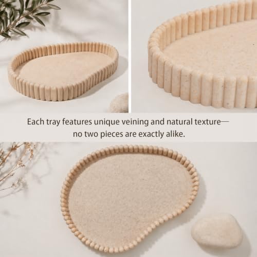 Faux Travertine Oval Vanity Tray for Bathroom Counter 9 x 7 Inch - Image 4