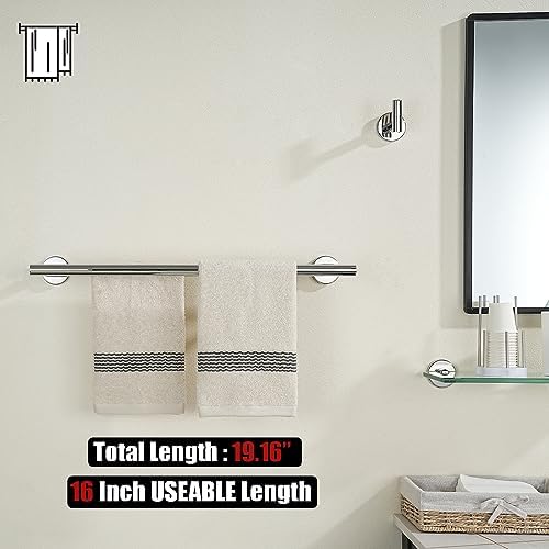 JQK Chrome Double Towel Bar, 19 Inch 304 Stainless Steel Thicken 0.8mm Towel Rack Bathroom, Towel Holder Polished Steel Wall Mount, Useable Length 16 Inch, TB100L16-CH - Image 3