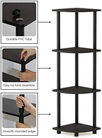Furinno TURN-N-TUBE Corner Shelf, 4-Tier Corner Bookshelf, Display Storage Shelves with Open Shelves, for Organization and Storage, Living Room, Home Office, Garage, Espresso - Image 6