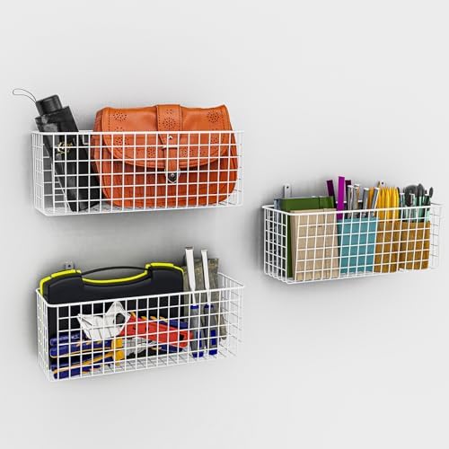 Joben Oligey 3 Set [Extra Large] Hanging Wall Wire Baskets, Farmhouse Food Storage Kitchen Pantry Laundry Closet Garage RV, White - Image 5