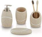 ZCCZ Bathroom Accessories Set 4 Pcs, Décor Bathroom Vanity Countertop Accessory Set with Soap Dispenser, Toothbrush Holder, Bathroom Tumbler and Soap Dish, Caramel Sandstone by zccz