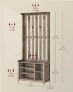 VASAGLE Hall Tree with Bench and Shoe Storage, 7 Double Hooks - Image 6