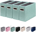 4 Packs Letter Size File Organizer, File Folders Organizer, Fabric Storage Box, Collapsible Paper Organizer with Metal Handle, Smooth PVC Rails, Only Box (Green) by ComfortKeeper