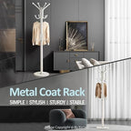 Kertnic Modern Coat Rack Freestanding with Natural Marble Base & Sturdy Metal Frame, 11 Hooks Hall Tree for Jackets, Hats, Bags, Entryway Organizer for Bedroom, Living Room, Closet (11 hooks-White) - Image 4