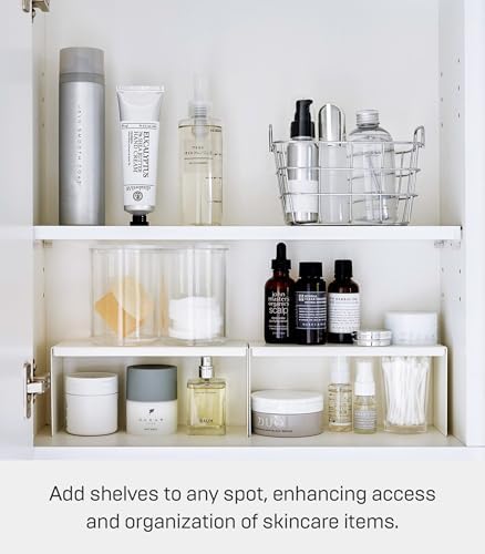 YAMAZAKI Home Tower Medicine Cabinet Vanity Storage Racks – Set of 2, Bathroom Mirror Organizer Risers - Steel - - Image 5