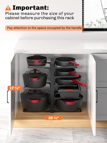 MUDEELA 8-Tier Heavy Duty Pots and Pans Organizer under Cabinet, Black - Image 2