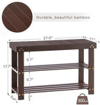Apicizon Bamboo Shoe Rack Bench, 3-Tier Entryway Organizer, Brown - Image 3