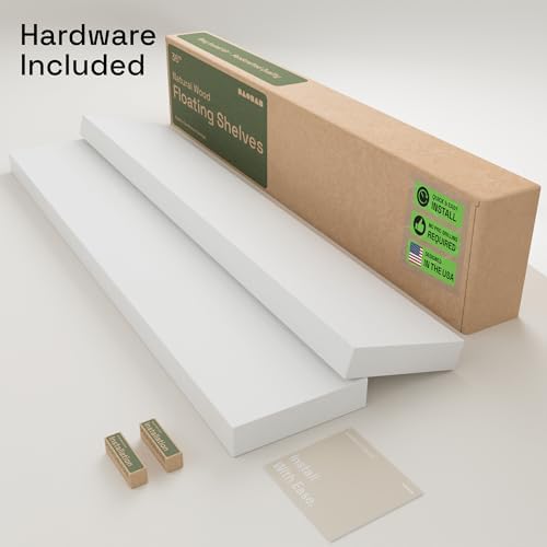 Solid Wood Floating Shelves for Wall 36 Inches Long, White Wooden Shelf - Image 6