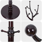 Bekrvio Tree Coat Rack Freestanding with Round Base, Red Brown - Image 2