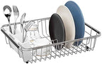 SANNO Dish Drying Rack, Expandable Dish Drainer Over Sink in Sink On Counter with Utensil Silverware Storage Holder, Rustproof Stainless Steel - Image 4