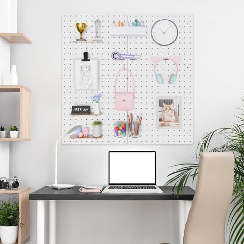 FZK Modular Plastic Peg Board Wall Organizer Kit, 12x12, White - Image 2