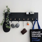 Wooden Pegboard Accessories Set: Modular Wall Hooks & Shelf for Garage, Office & Home Organization(Black Colored Finish-B) - Image 3