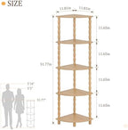 MaxSmeo Corner Bookshelf, 5-Tier Corner Shelf Stand, Modern Corner Plant Shelves with Storage, for Bedroom, Bathroom, Kitchen, Living Room (Rustic Walnut) - Image 3