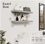 Solid Wood Floating Shelves for Wall 24 inch Grey, Wooden Bathroom Shelf - Image 3