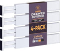 4-Pack Drawer Divider - 2.6" High, 16" to 22" Adjustable Bamboo Drawer Organizers for Clothes, Expandable Dresser Separators in Bedroom/Bathroom/Kitchen/Office Organization and Storage (White) by Bamb%C3%BCsi