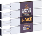 4-Pack Drawer Divider - 2.6" High, 16" to 22" Adjustable Bamboo Drawer Organizers for Clothes, Expandable Dresser Separators in Bedroom/Bathroom/Kitchen/Office Organization and Storage (White) by Bamb%C3%BCsi