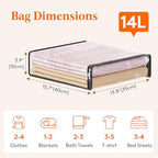 Lifewit 14L Clear Sheet Storage Bags 10 Pack, Zippered Clothes Storage Bags - Image 2