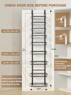 Delamu Adjustable Narrow Over the Door Pantry Organizer, 9-Tier Metal Pantry Organization and Storage for Kitchen, Hanging Spice Rack Seasoning Shelves, Cabinet Door Organizer for Easy Install, 12.5" - Image 2
