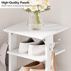 HOOBRO 8 Tiers Vertical Shoe Rack, Wooden Shoe Storage Organizer with Hooks, Narrow Shoe Tower for 8 Pairs, Space Saving, for Entryway, Living Room, Bedroom, White WT07XJ01G1 - Image 5