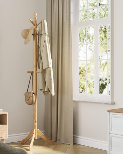 VASAGLE Freestanding Coat Rack, Rubber Wood Coat Tree with 10 Hooks - Image 6