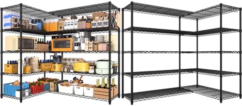 PrimeZone Corner Shelving l Shaped Wire Shelf Pantry Garage Storage 2 Packs by PrimeZone