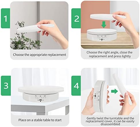 Remote Motorized Rotating Display Stand Turntable with Rechargeable Battery Motorized Lazy Susan with 5.74/7.08/8.66 inch Replacement Cover 3 in 1 for Photography Products and Shows (White) - Image 4
