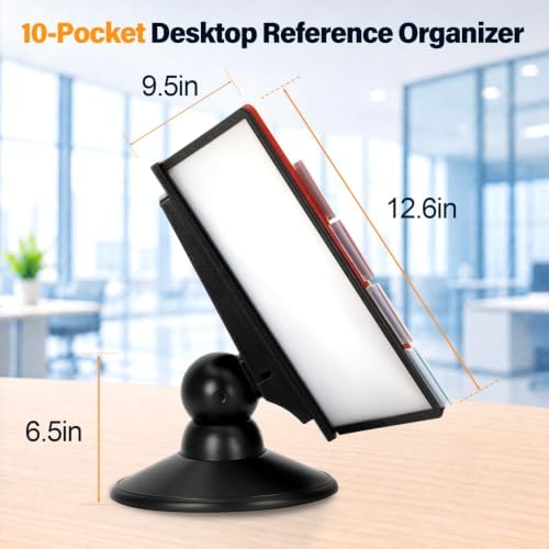 10‑Pocket Desktop Reference Display Organizer, 360° Rotatable Base - Image 2