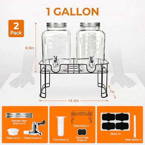 Accguan 1-Gallon Beverage Dispenser with stand,Drink Dispenser 2 pack - Image 2