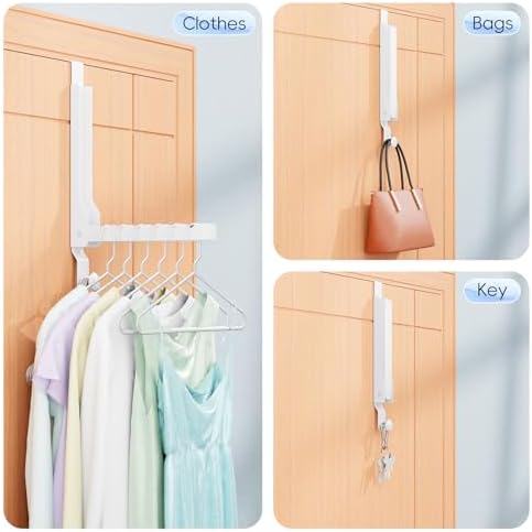 4 Pack Over The Door Hanger Folding Clothes Drying Rack, Folding Hanging Coat Rack for Indoor Laundry Room Compact Small Space Foldable Portable Clothing Hanger Hook Collapsible (Wihte-4(Upgraded)) - Image 6