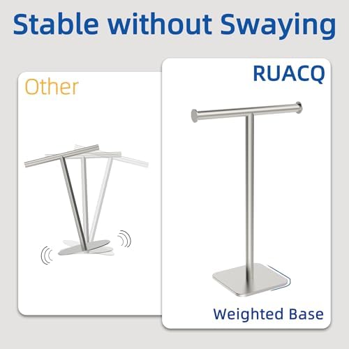RUACQ T-Shape Hand Towel Holder Stand, 16inch, Brushed Nickel - Image 5