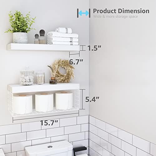 QEEIG Bathroom Shelves Over Toilet Wall Mounted (White, Set of 2, 15.7") - Image 3