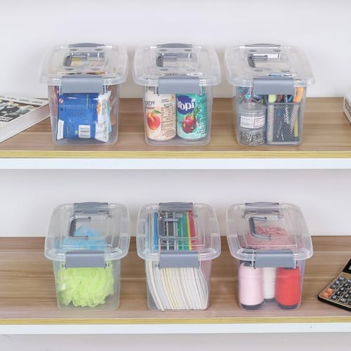 6 Quart Small Clear Plastic Storage Latch Box with Handle, 6 Packs - Image 6
