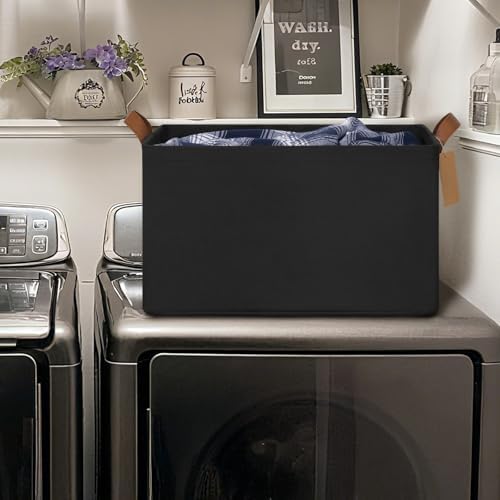 CHICVITA 45L Extra Large Fabric Storage Bins for Shelves, 2Pack, Black - Image 3