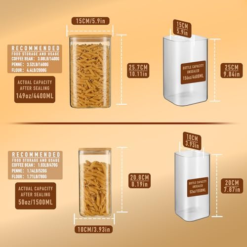 D2scrma 50oz/149oz Square Glass Storage Containers with Lids 2-Pack - Image 2