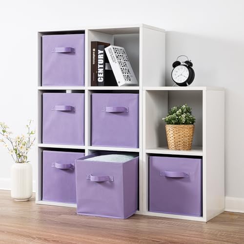 Stero 13x13x13 Inch Fabric Storage Bins 6 Pack Fun Colored Durable Storage Cubes with Handles Foldable Cube Baskets for Home, Kids Room, Closet and Toys Organization Purple - Image 7