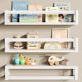 3 Pack Solid Wood Floating Shelves for Wall, Nursery Bookshelf, White by Makestorageclosetolife