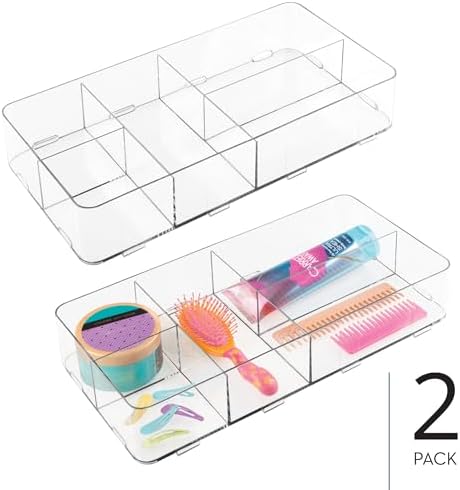 iDesign Interlocking 5-Section Drawer Organizer, Set of 2, Clear - Image 2