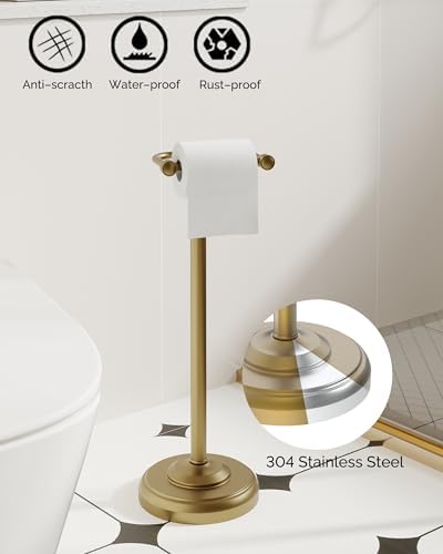 Gold Toilet Paper Holder Stand Stainless Steel & Weighted Base - Image 3