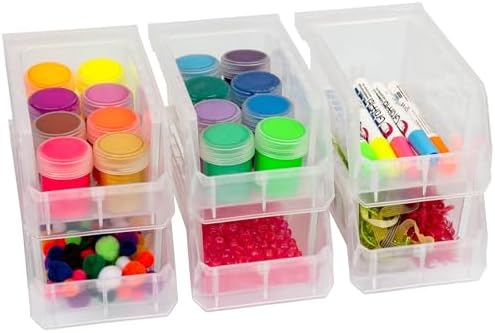 ReadySpace Small Stackable Plastic Storage Bins, 12-Pack, Clear - Image 4