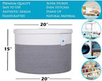 20x15 Inch Extra Large Round Cotton Rope Storage Basket with Lid, Decorative Woven Bin with Cover for Living Room Bedroom Closet, Grey - Image 2