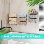 HapiRm Towel Racks for Bathroom Storage - 9 Tier Over The Door & Wall Mount Rolled Towel Storage Organizer Holder with Metal Shelf Basket for Small Bathroom, Camper, Rv - Patented - Image 5