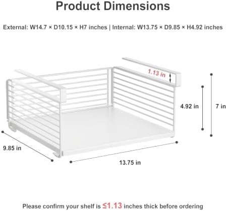 Under Shelf Storage Basket, Hanging Wire Basket, 2 Pack, White - Image 2