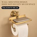 Wall Mounted Bathroom Toilet Paper Holder with Storage,Roll Tissue Holder Antique Brass Pattern Carving,Brushed Bronze - Image 4