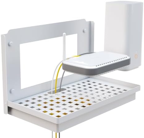VICSKY 14-inch Router and Modem Shelf with Cable Management Box Wall Mount by VICSKY