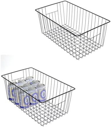 16inch Upright Freezer Organizer Baskets for 13-14,16-21 cu.ft Standup Freezer, Settle freezer chaos and reduce food waste effectively, Durable, Fully Use Space, Improve Air Circulate, Black, Pack 2 by Y.Z.Bros