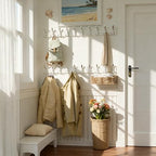 SKOLOO Creations White Solid Wood Wall Mounted Coat Rack, 10 Hooks, 38-1/8" Long - Kitchen, Mudroom, Entryway, Bathroom - Includes Mounting Hardware, Wall Coat Hanger, Towel Rack - Image 2