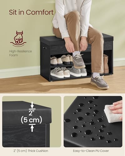 VASAGLE Storage Bench with Cushion, Shoe Bench,11.8 x 31.5 x 17.3 Inches - Image 5