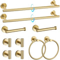 TQKAG Brushed Gold Bathroom Hardware Accessories Set 10-Pieces, Premium SUS304 Stainless Steel Bathroom Towel Bar Holder Set 23.6 Inch Round Towel Racks for Bathroom Wall Mounted by TQKAG